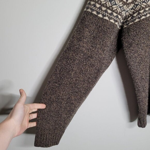 Bowen & Wright Mens 100% lambs wool Mock neck fair isle print Sweater size XL - Picture 2 of 8